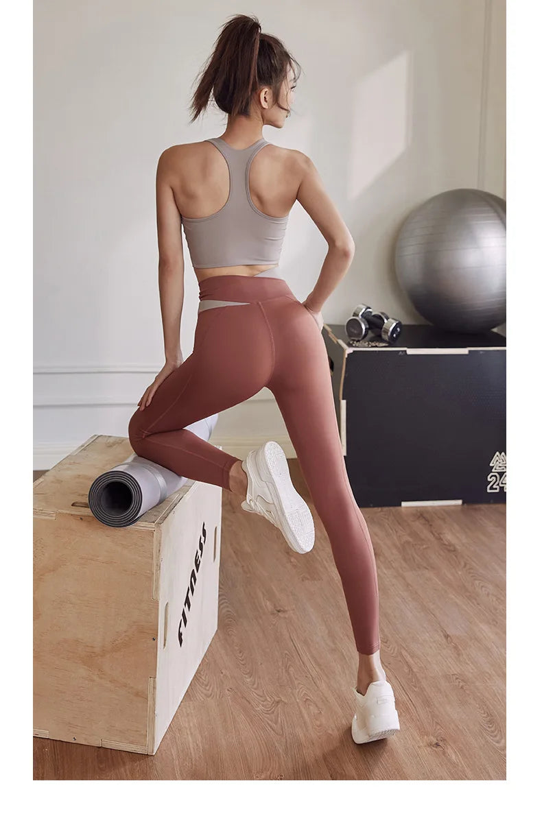Conjunto De Yoga Feminino Calça Leggings e Top Para Fitness