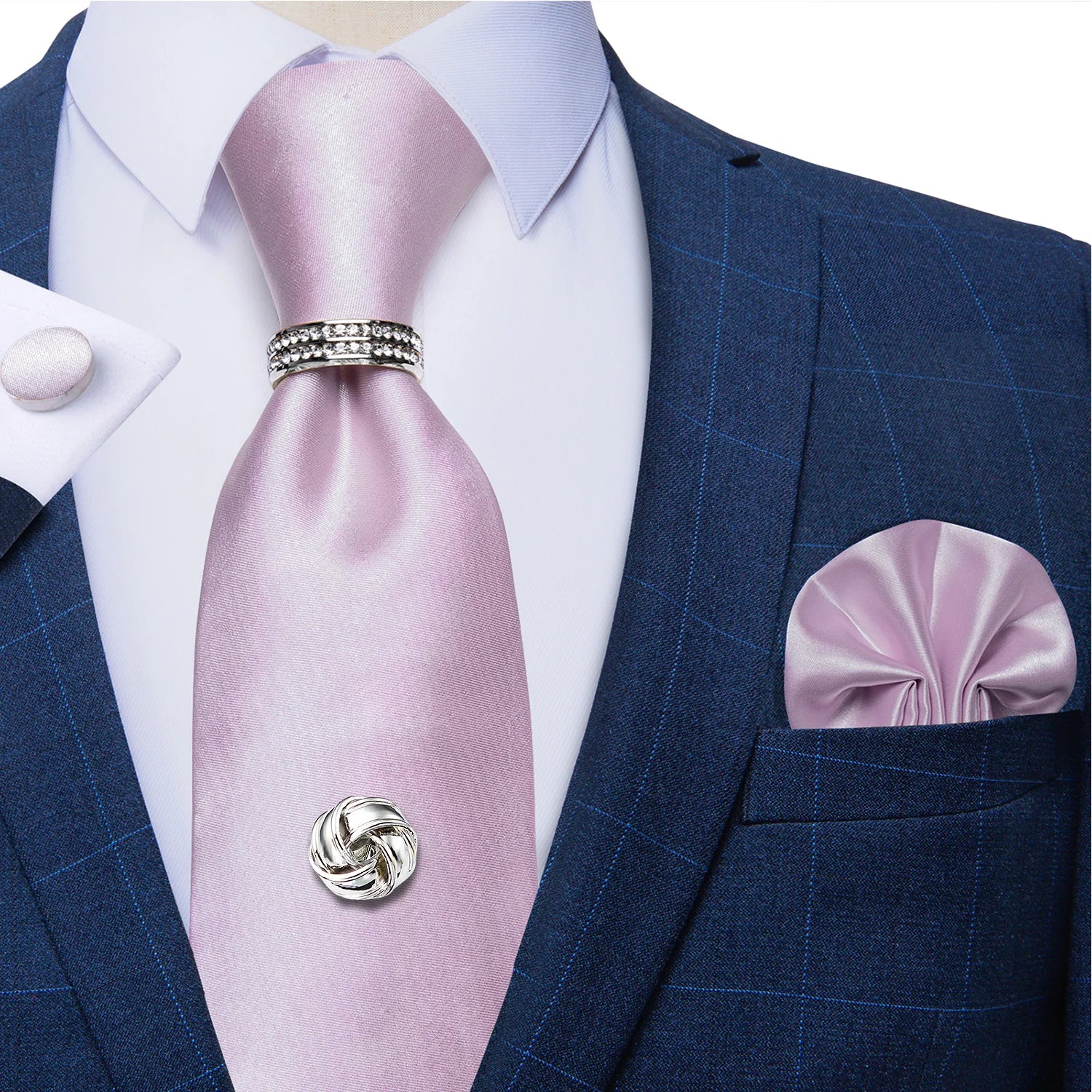 Conjunto de Gravata Masculina de Luxo Roxo 8cm