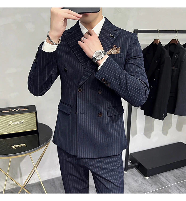Terno Masculino Slim Listrado 3 Peças Valdoro