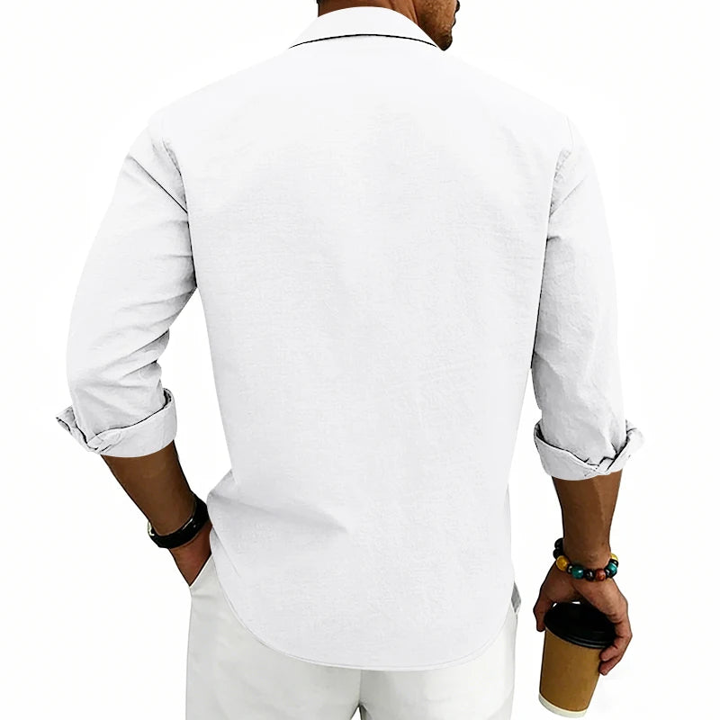 Camisa Masculina de Linho Listrada Rotalume