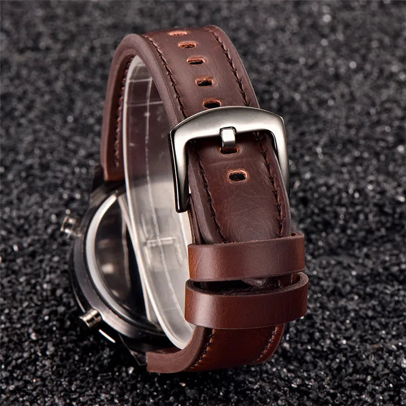 Relógio Masculino Cronógrafo com Pulseira de Couro