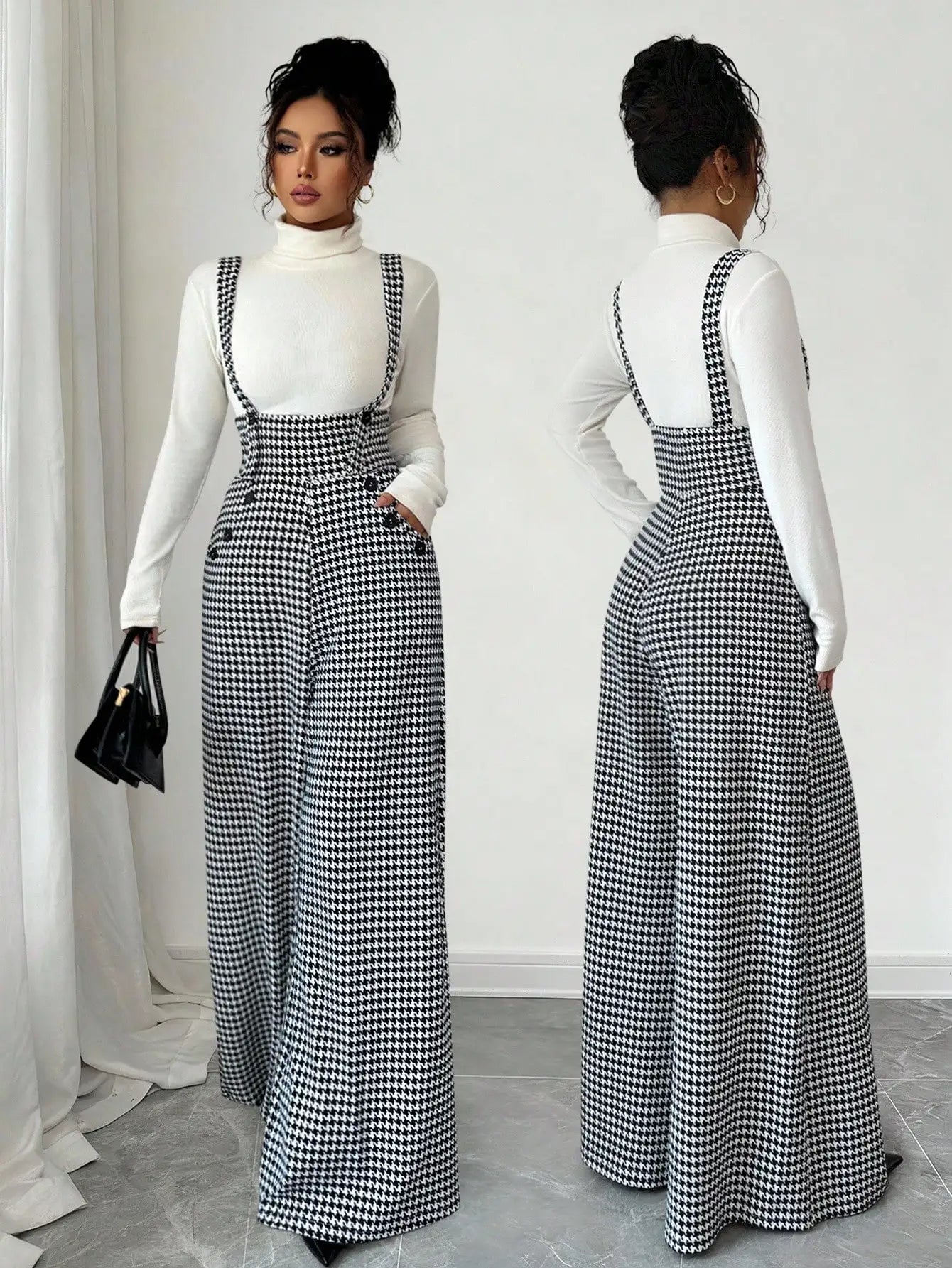 Macacão Feminino Preto e Branco Vintage by Loja Bruna Modas