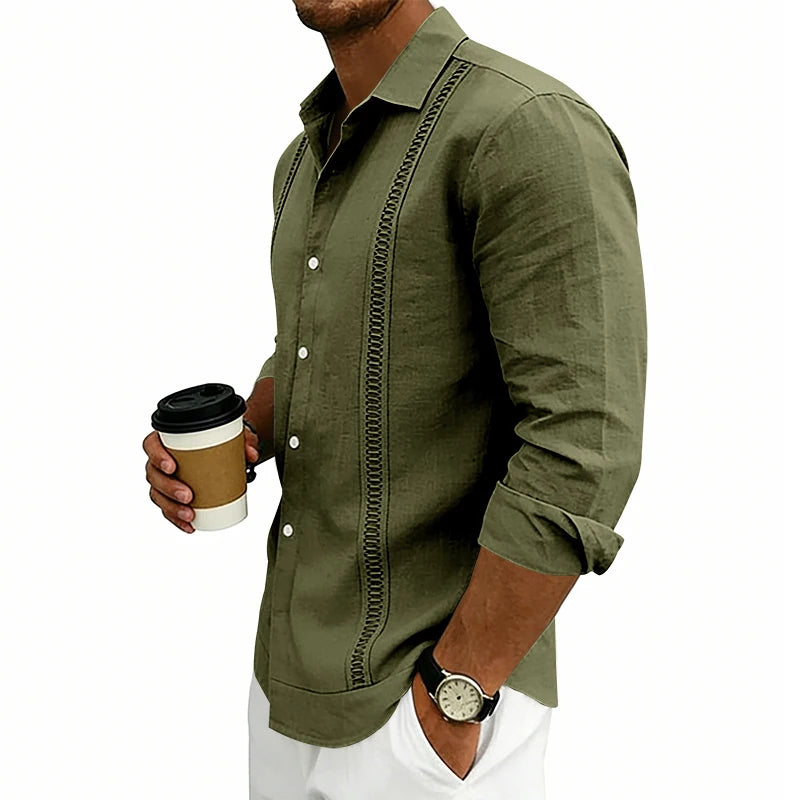Camisa Masculina de Linho Listrada Rotalume