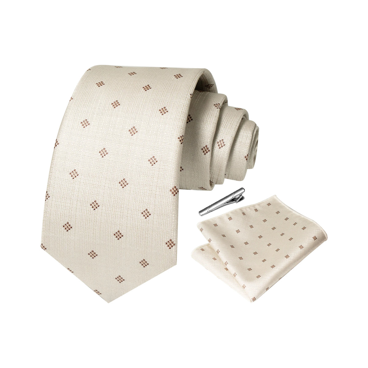 Gravata Masculina Poliéster com Estampa Paisley com Lenço de Bolso