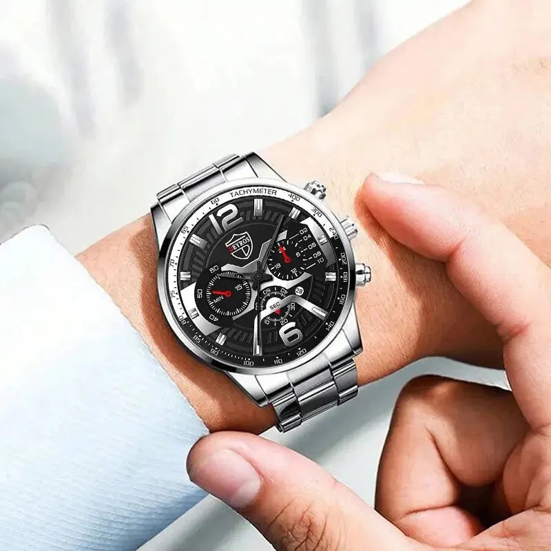 Conjunto de Jóias Masculina com Relógio de Pulso