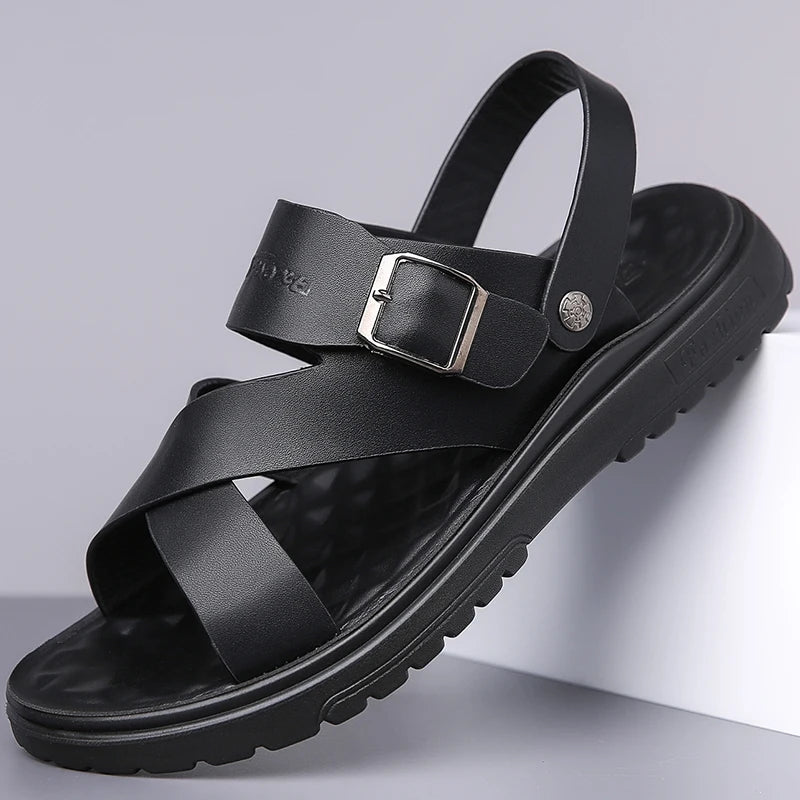 Sandália Masculina de Couro PU Pariesiense