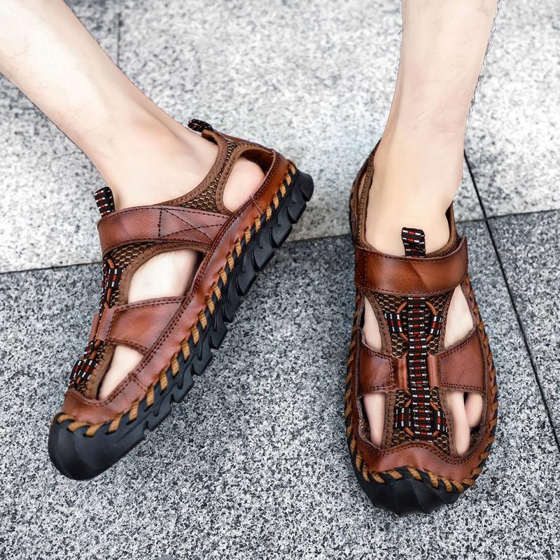 Sandália Masculina de Couro Genuíno Durabilidade e Conforto