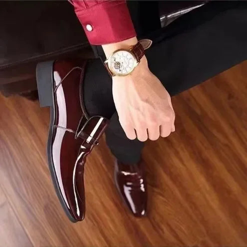 Sapato Masculino Oxford de Luxo em Couro Envernizado Respirável by Loja Bruna Modas