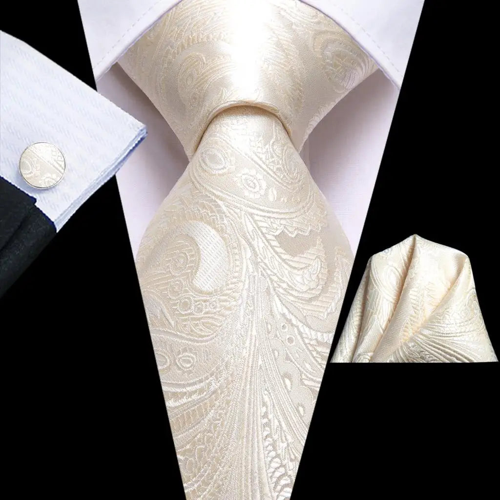 Kit de Gravata Masculina de Seda com Lenço de Bolso