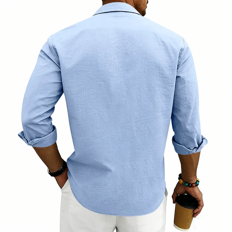 Camisa Masculina de Linho Listrada Rotalume