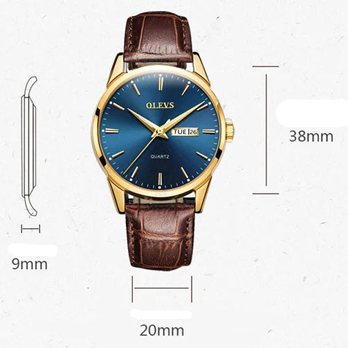 Relógio de Pulso Masculino de Quartzo Pulseira de Couro by Loja Bruna Modas
