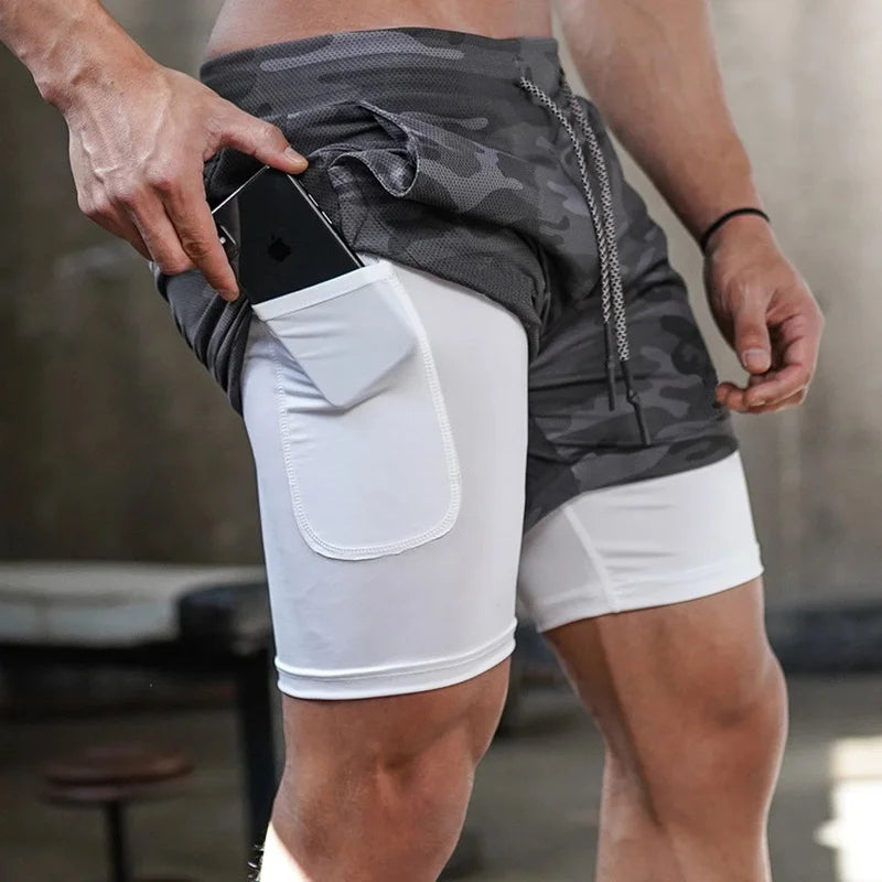 Short Masculino Casual 2 Em 1 Secagem Rápida