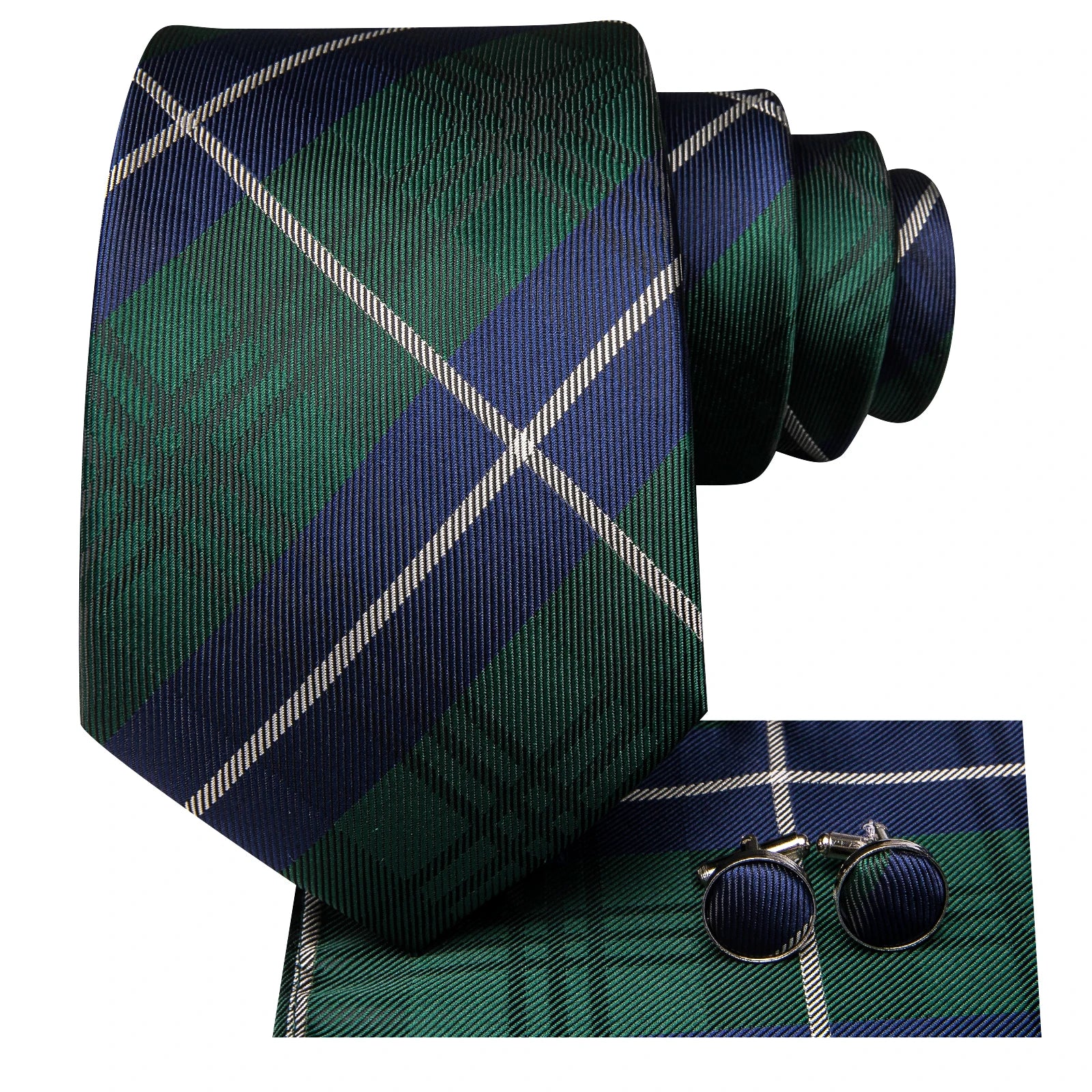Gravata Masculina Clássica de Poliéster Verde Xadrez