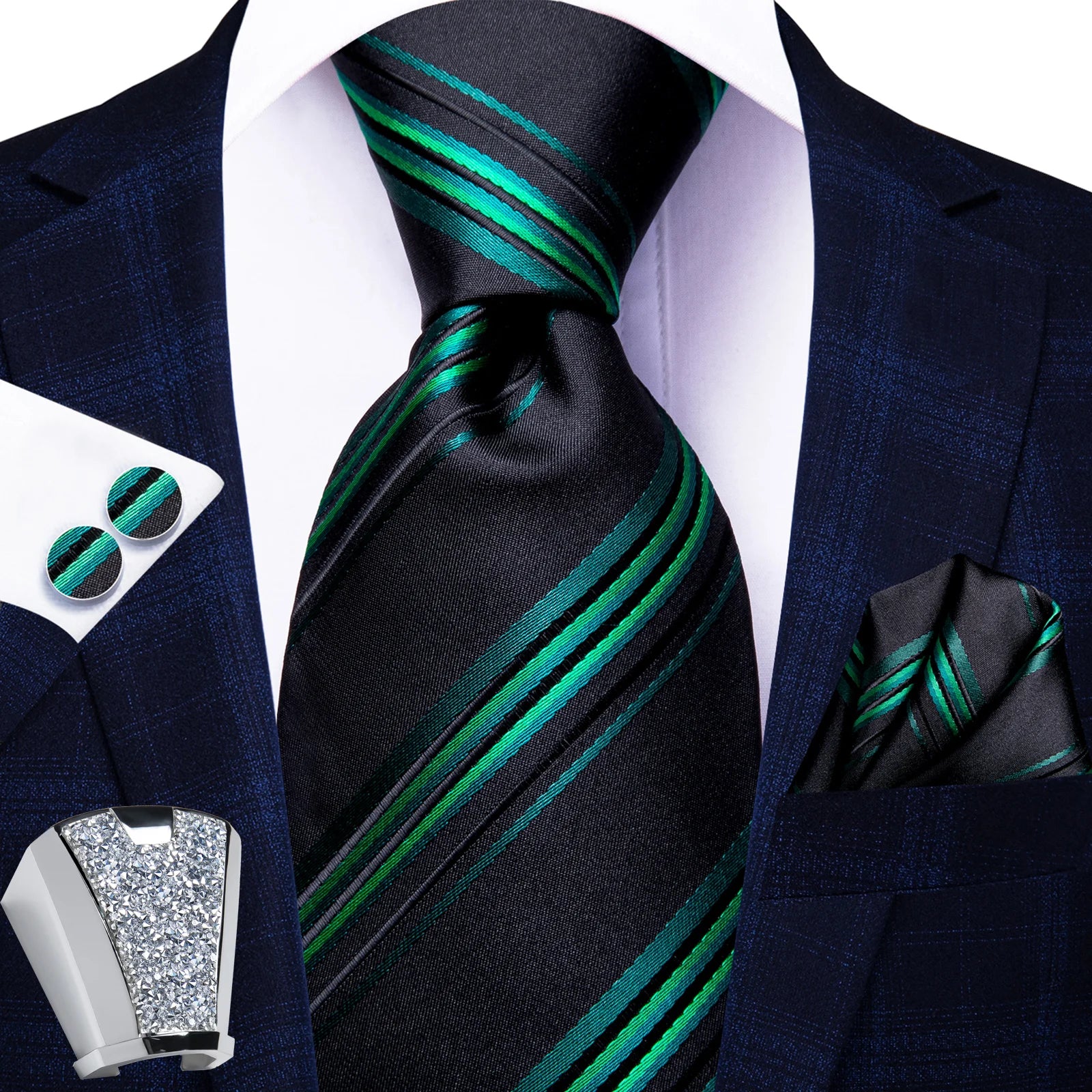Gravata Masculina de Poliéster com Acessórios Design Exclusivo
