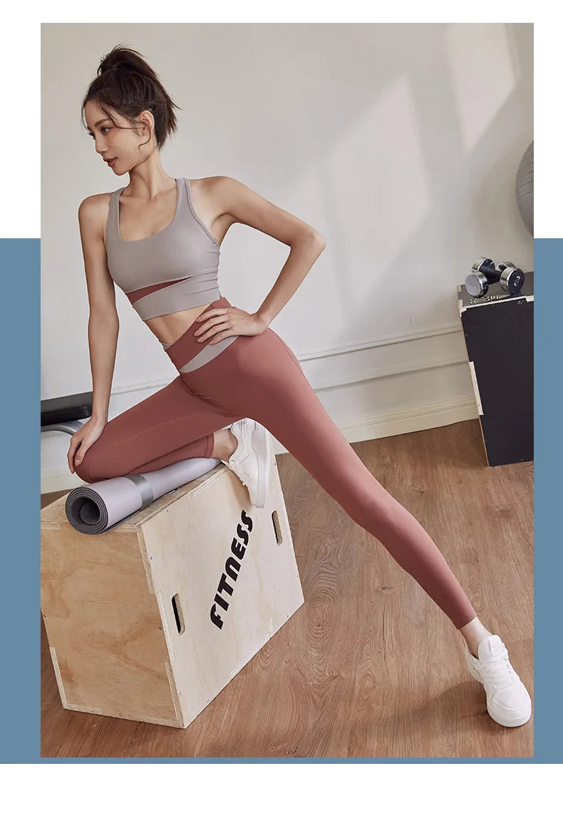 Conjunto De Yoga Feminino Calça Leggings e Top Para Fitness