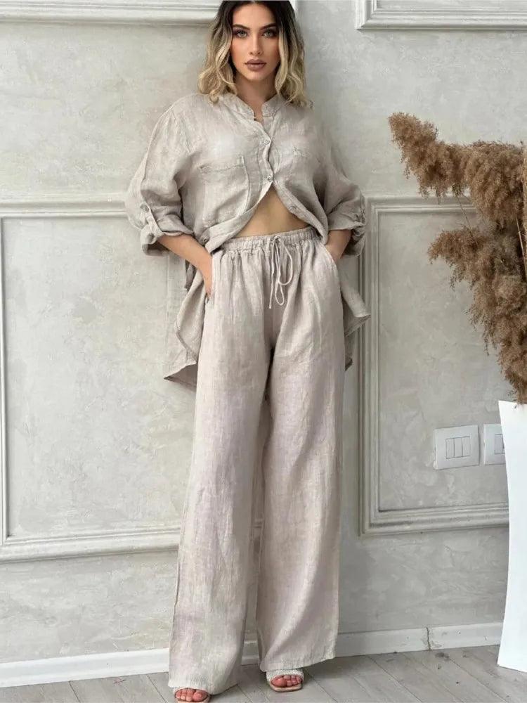 Conjunto Feminino Casual com Calça Larga