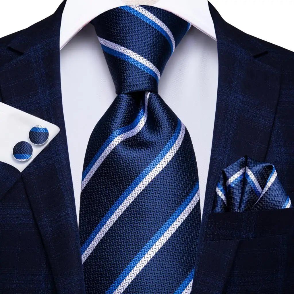 Conjunto de Gravata Masculina de Seda Elegance Stripe™