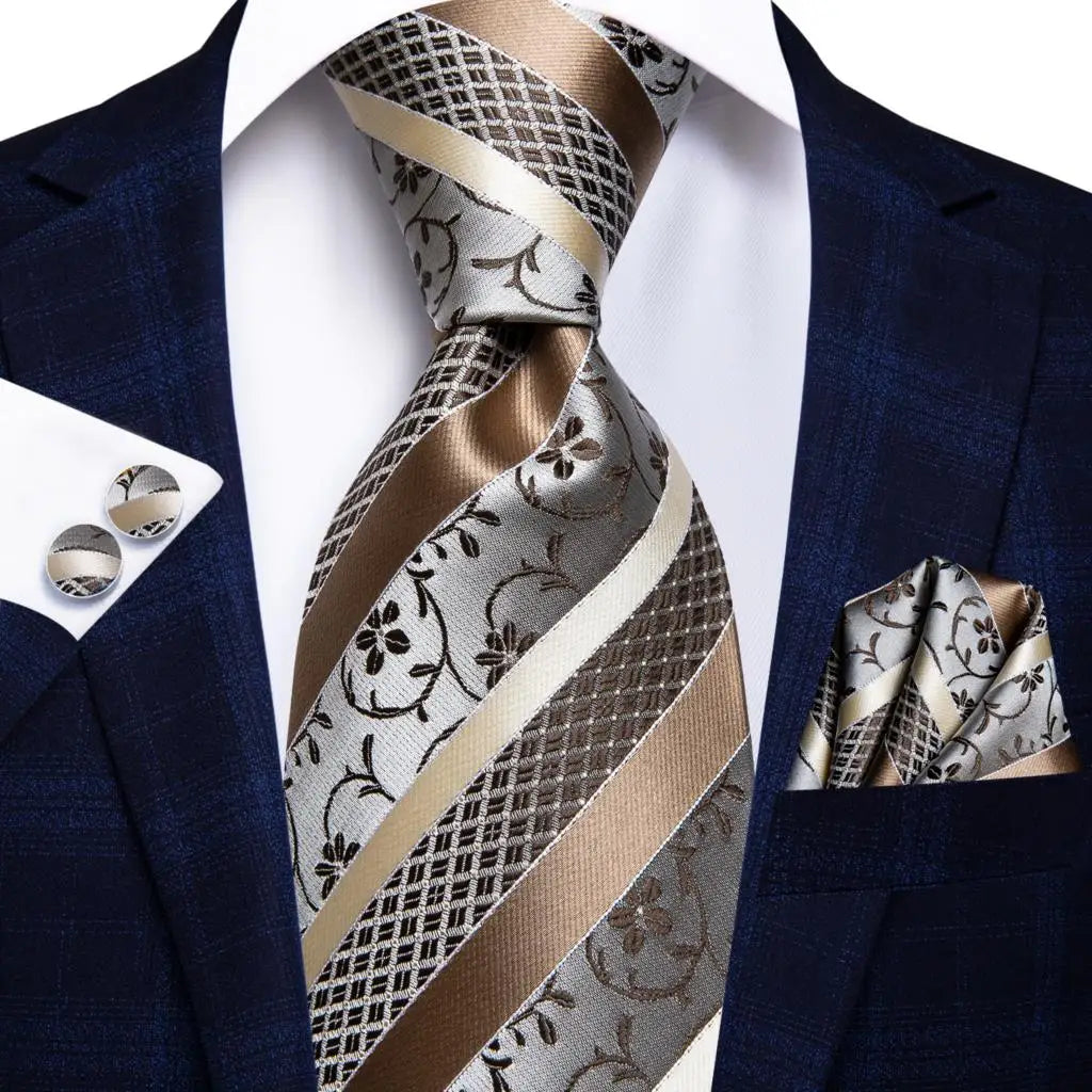 Conjunto de Gravata Masculina de Seda Elegance Stripe™