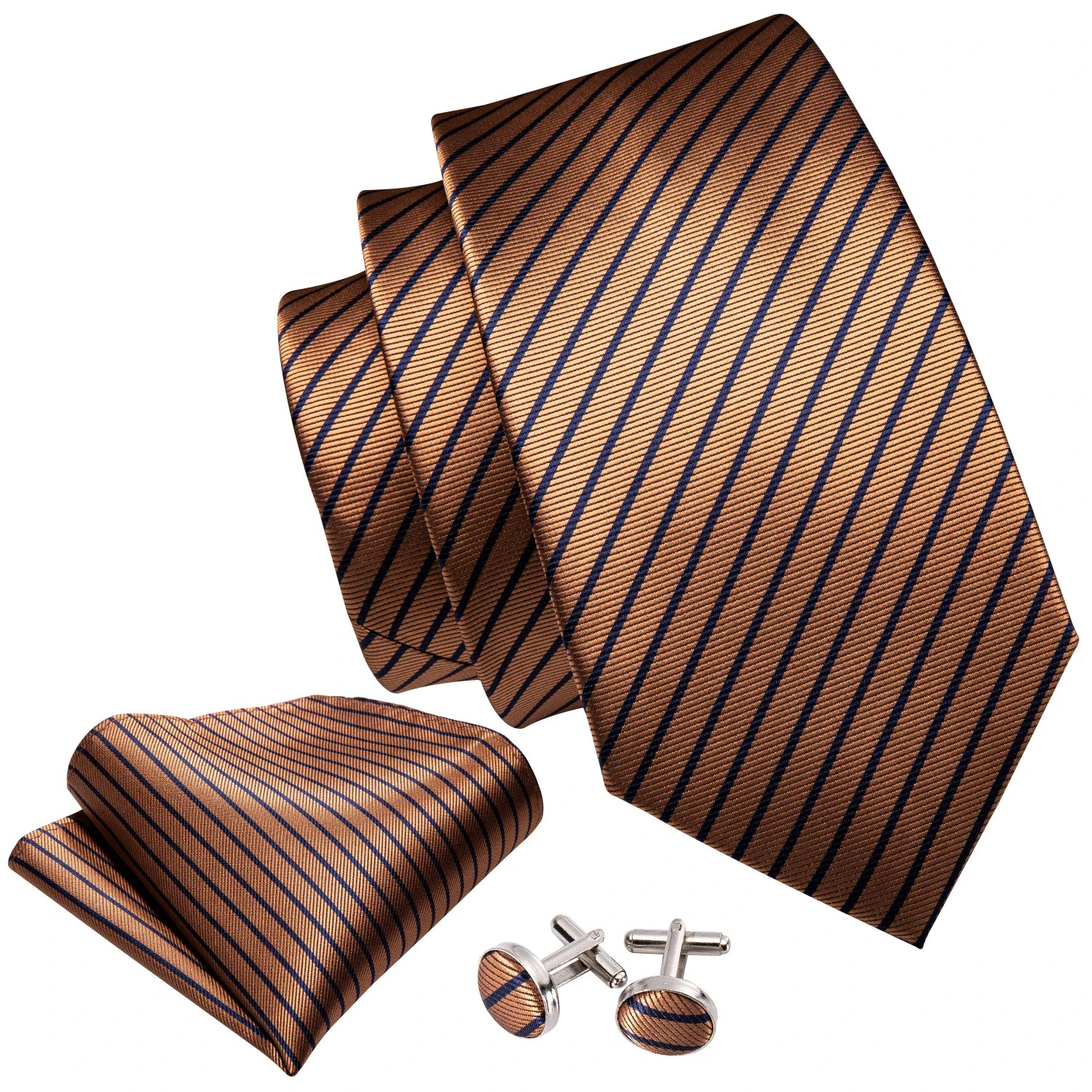 Kit de Gravatas Masculina com Abotoaduras e Lenço de Bolso