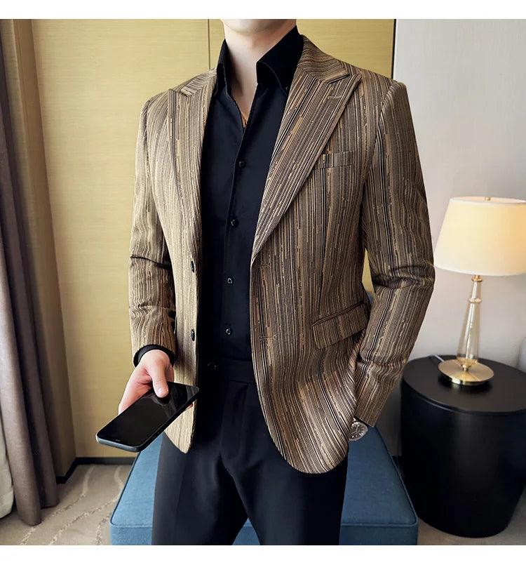 Blazer Masculino Xadrez Estilo Britânico Elegante e Moderno
