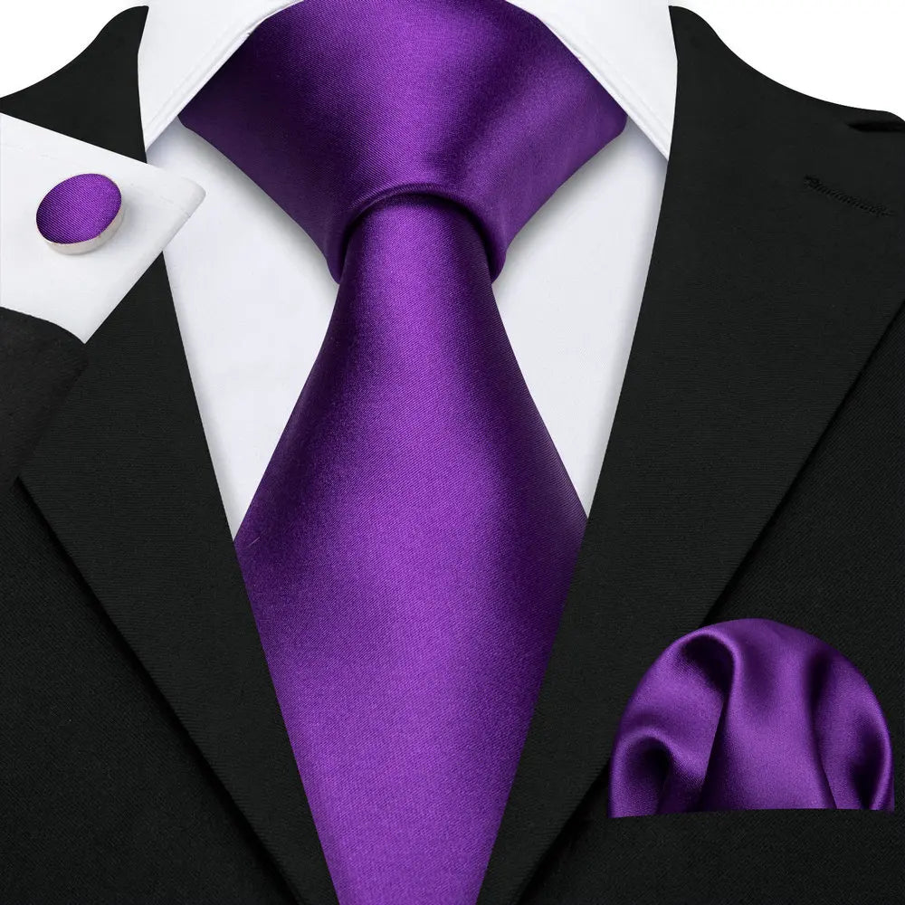 Gravata Masculino Poliéster de Luxo com Lenço e Abotoaduras