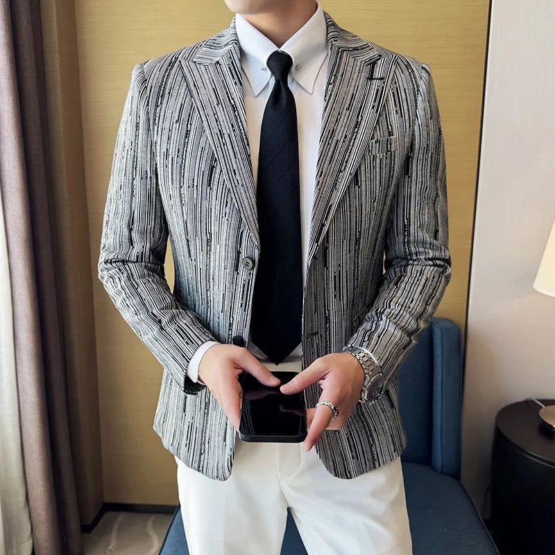 Blazer Masculino Xadrez Estilo Britânico Elegante e Moderno