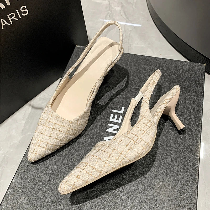 Sapato Feminino Slingback Salto Alto de Luxo by Loja Bruna Modas