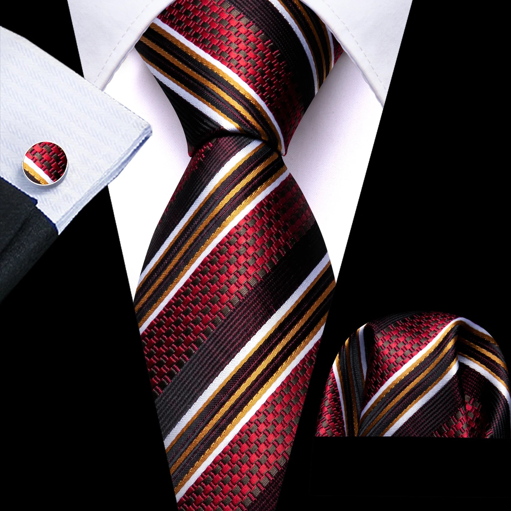Conjunto Gravata Masculina Social Vermelha com Acessórios