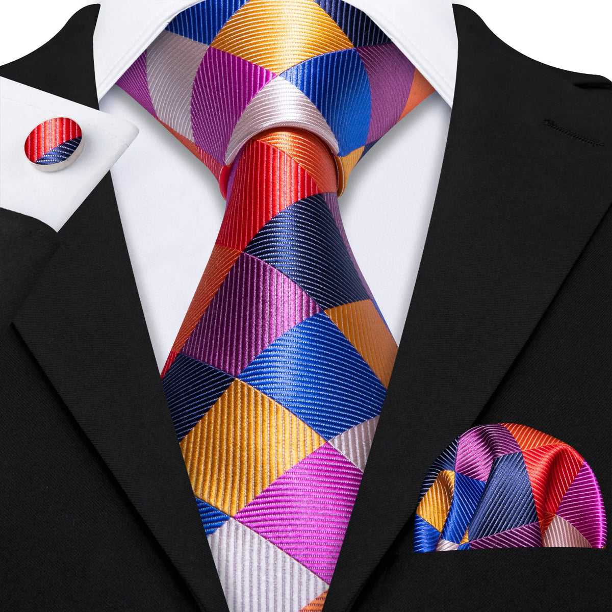 Gravata Masculina Xadrez de Luxo com Acessórios