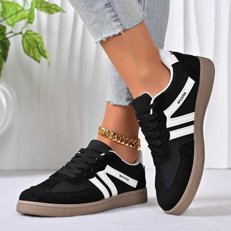 Tênis Feminino Casual de Couro PU Respirável e Antiderrapante