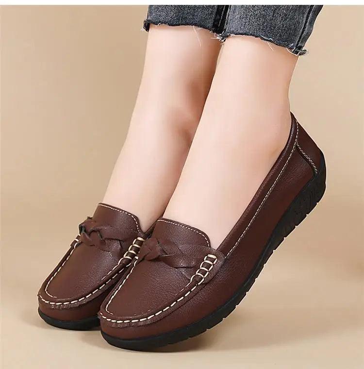 Mocassins de Couro Genuíno Feminino Conforto e Estilo Casual