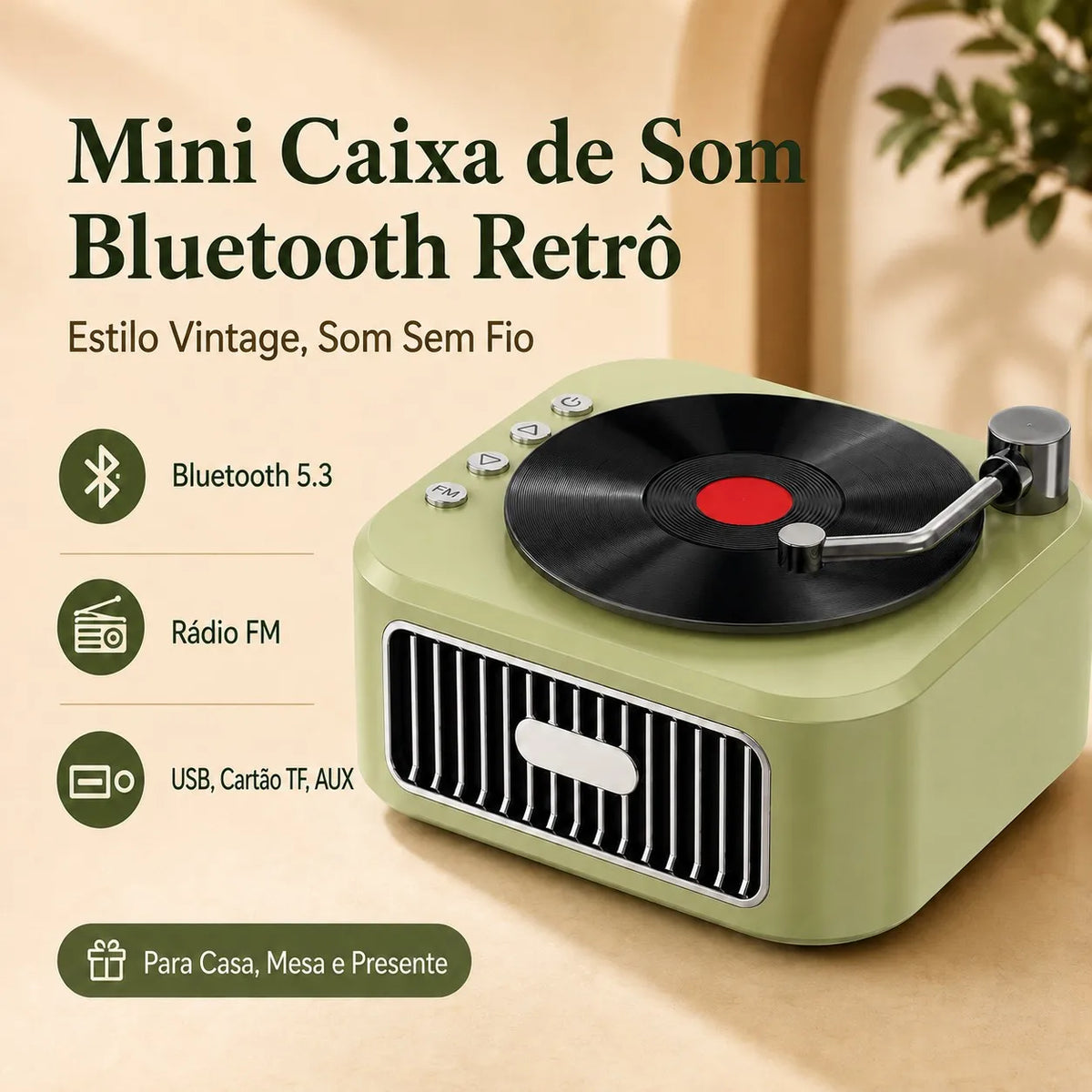 Caixa de Som Portátil Retrô Vinolume