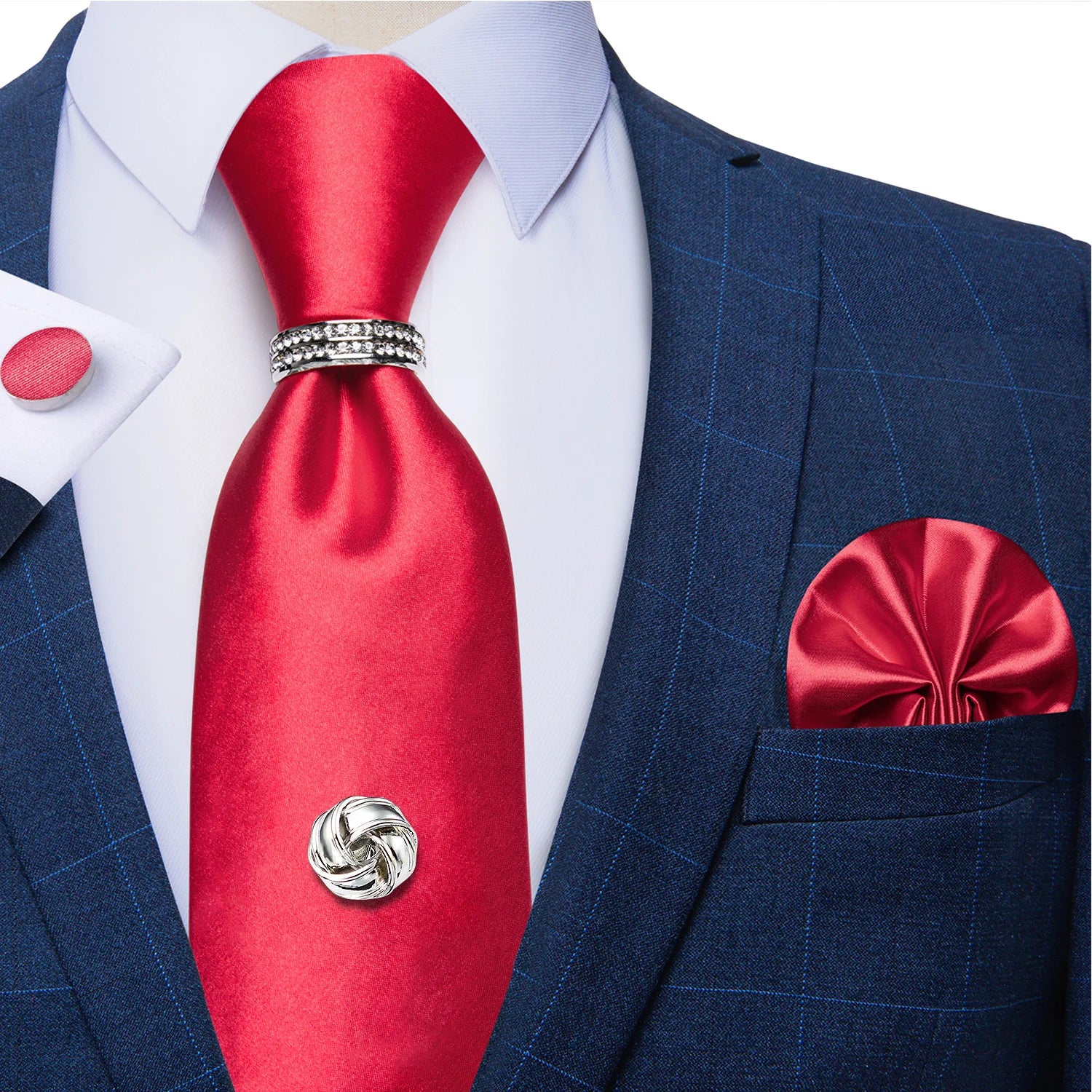 Conjunto de Gravata Masculina de Luxo Rosa 8cm