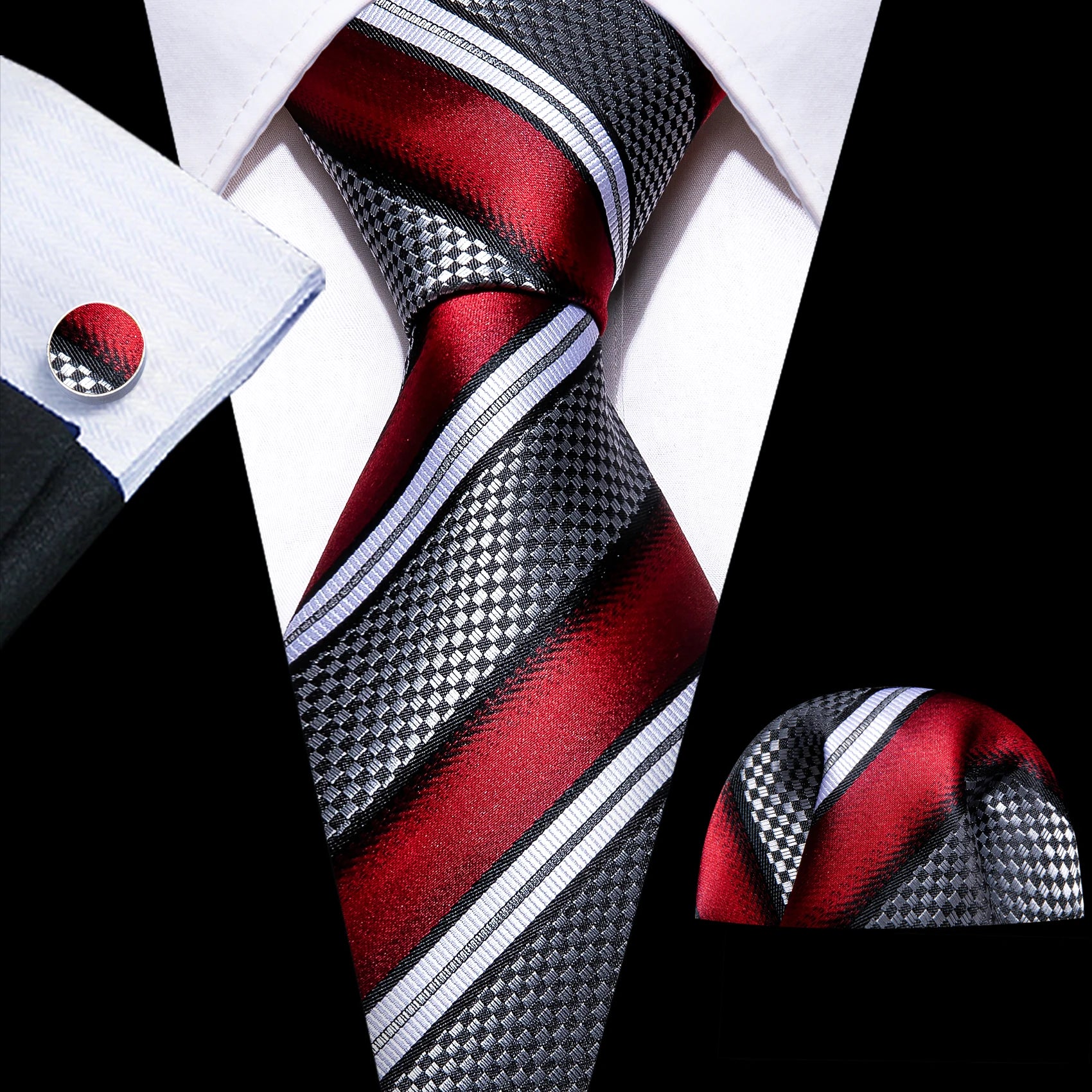 Conjunto Gravata Masculina Social Vermelha com Acessórios
