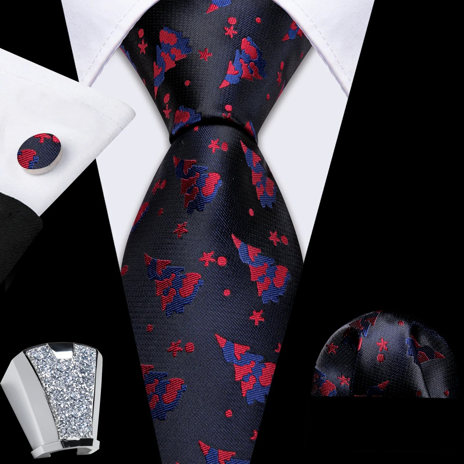 Gravata Masculina de Poliéster com Acessórios Design Exclusivo