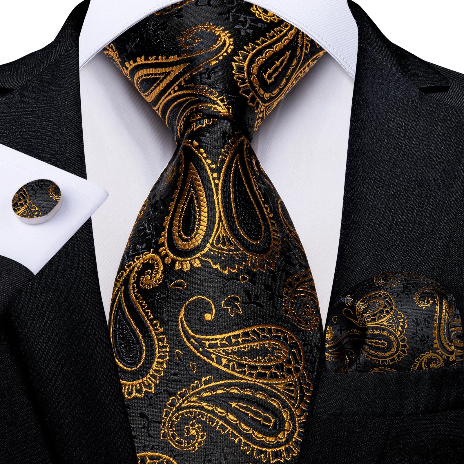 Kit de Gravata Masculina Floral de Seda com Poliéster