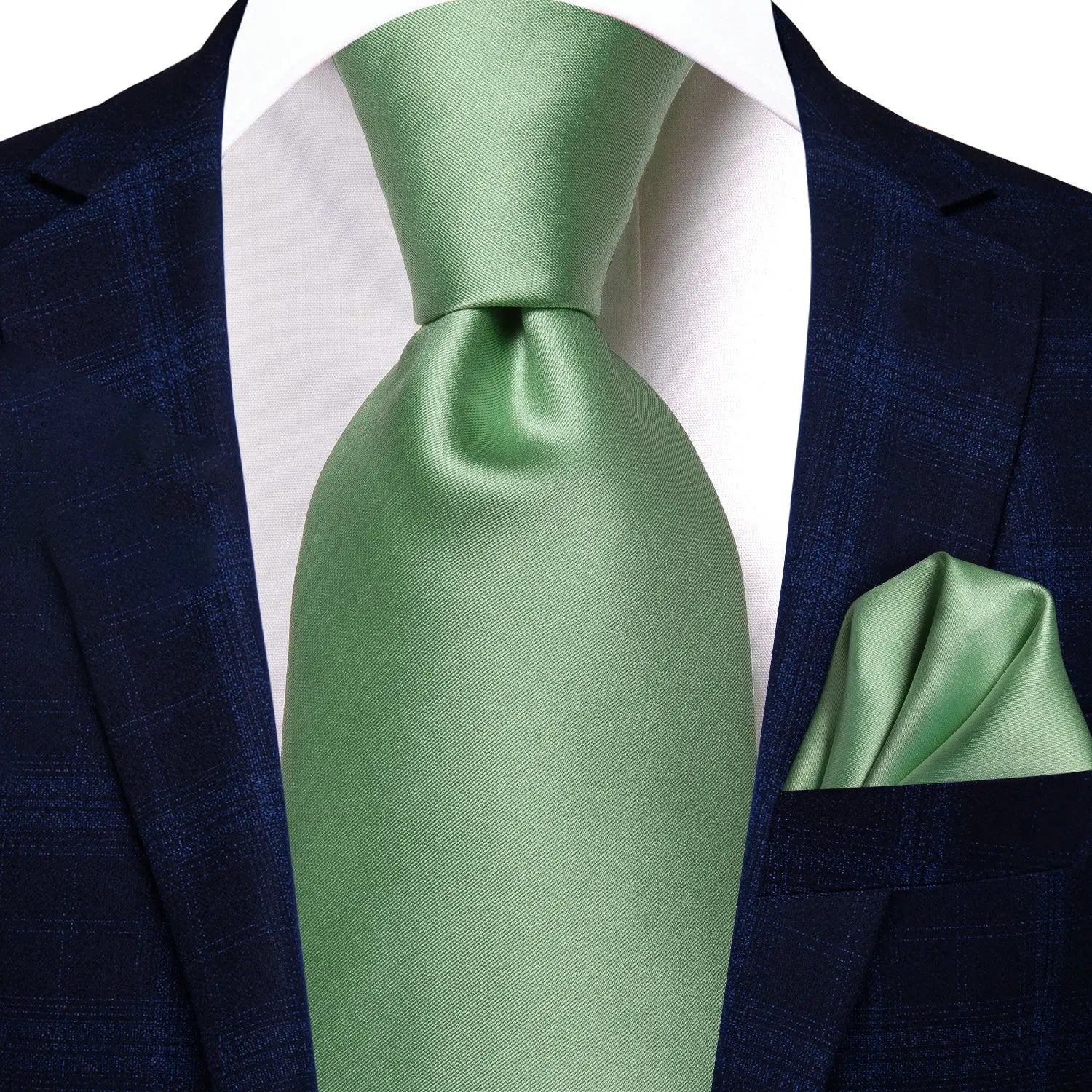 Gravata Masculina Verde Menta com Lenço de Bolso