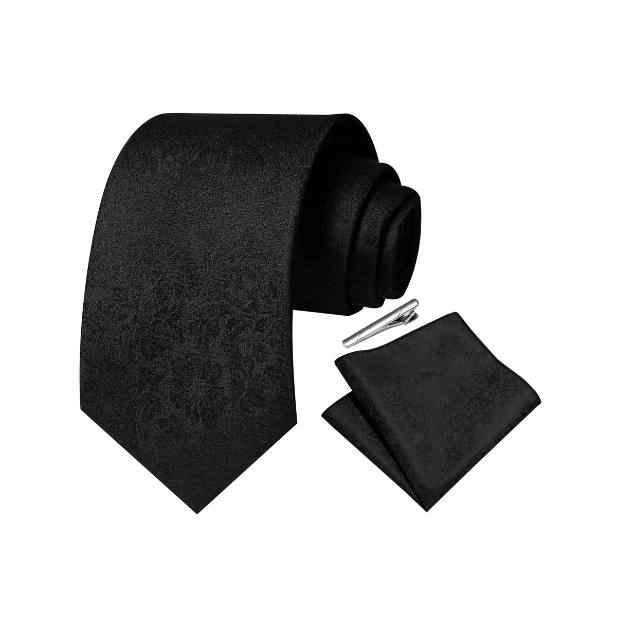 Gravata Masculina Poliéster com Estampa Paisley com Lenço de Bolso