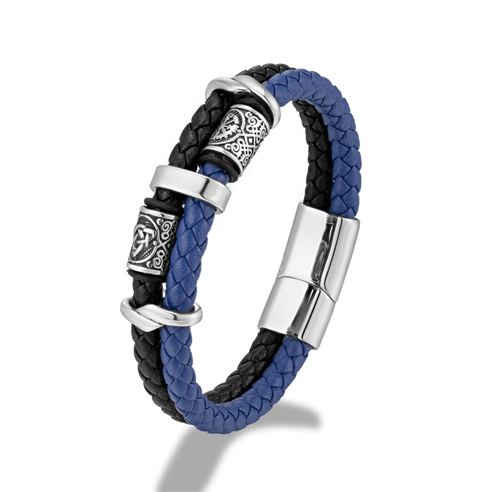 Pulseira Masculina Multicamadas de Couro Genuíno