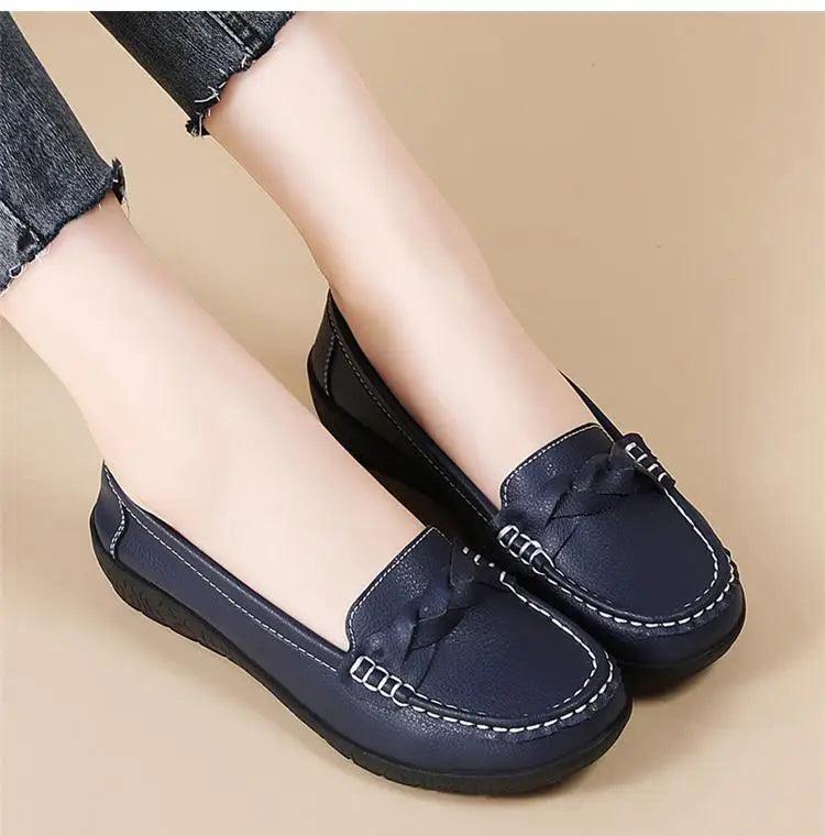 Mocassins de Couro Genuíno Feminino Conforto e Estilo Casual