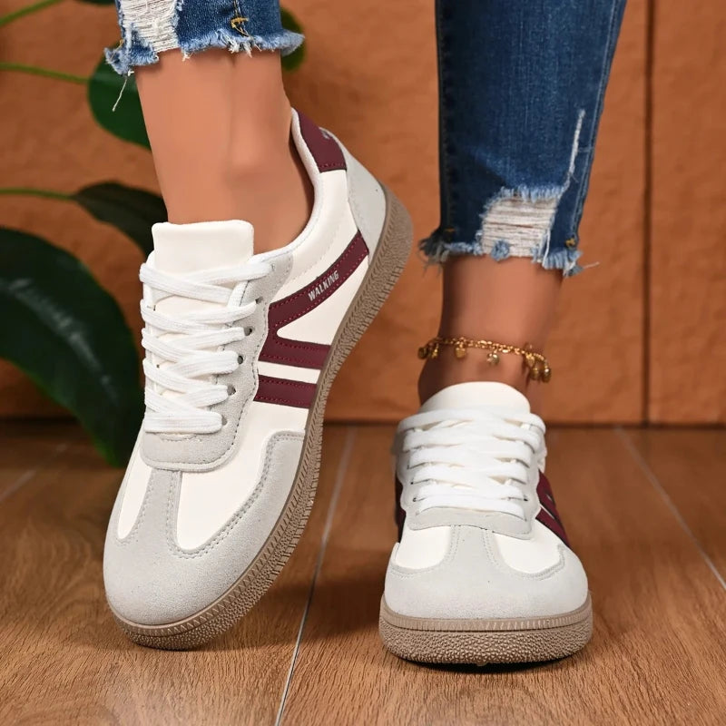 Tênis Feminino Casual de Couro PU Respirável e Antiderrapante
