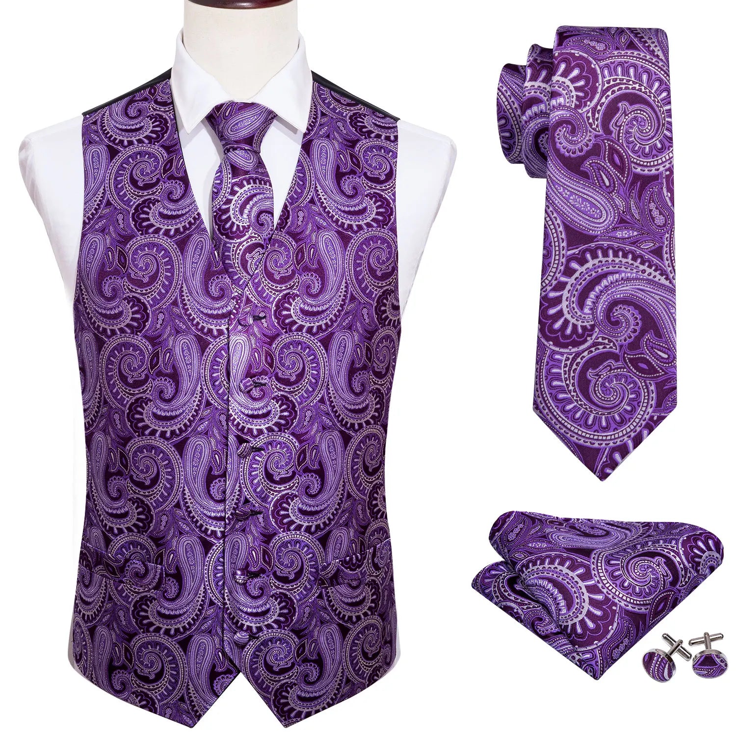 Colete Slim Fit Luxo + Gravata, Lenço e Abotoaduras DominusVest™