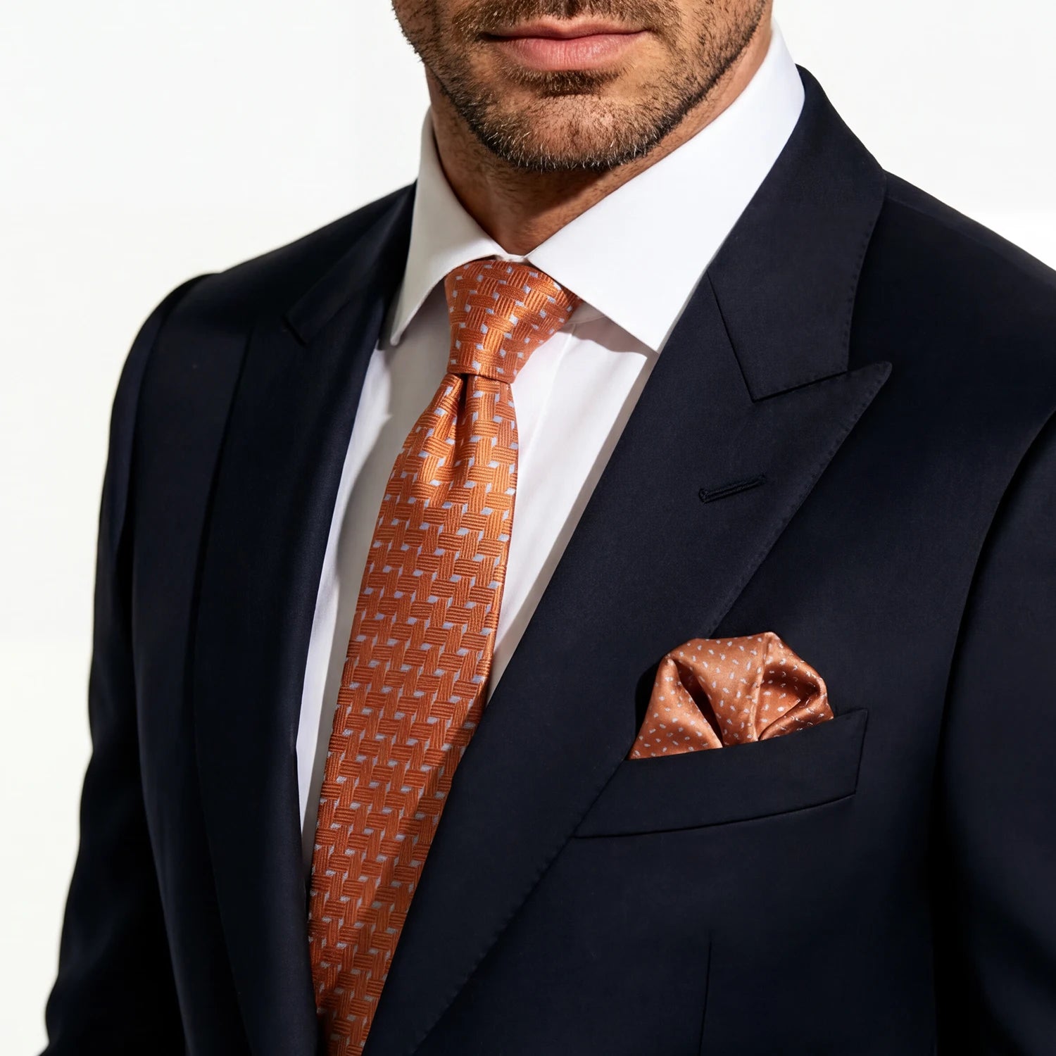 Gravata Masculina Poliéster com Estampa Paisley com Lenço de Bolso