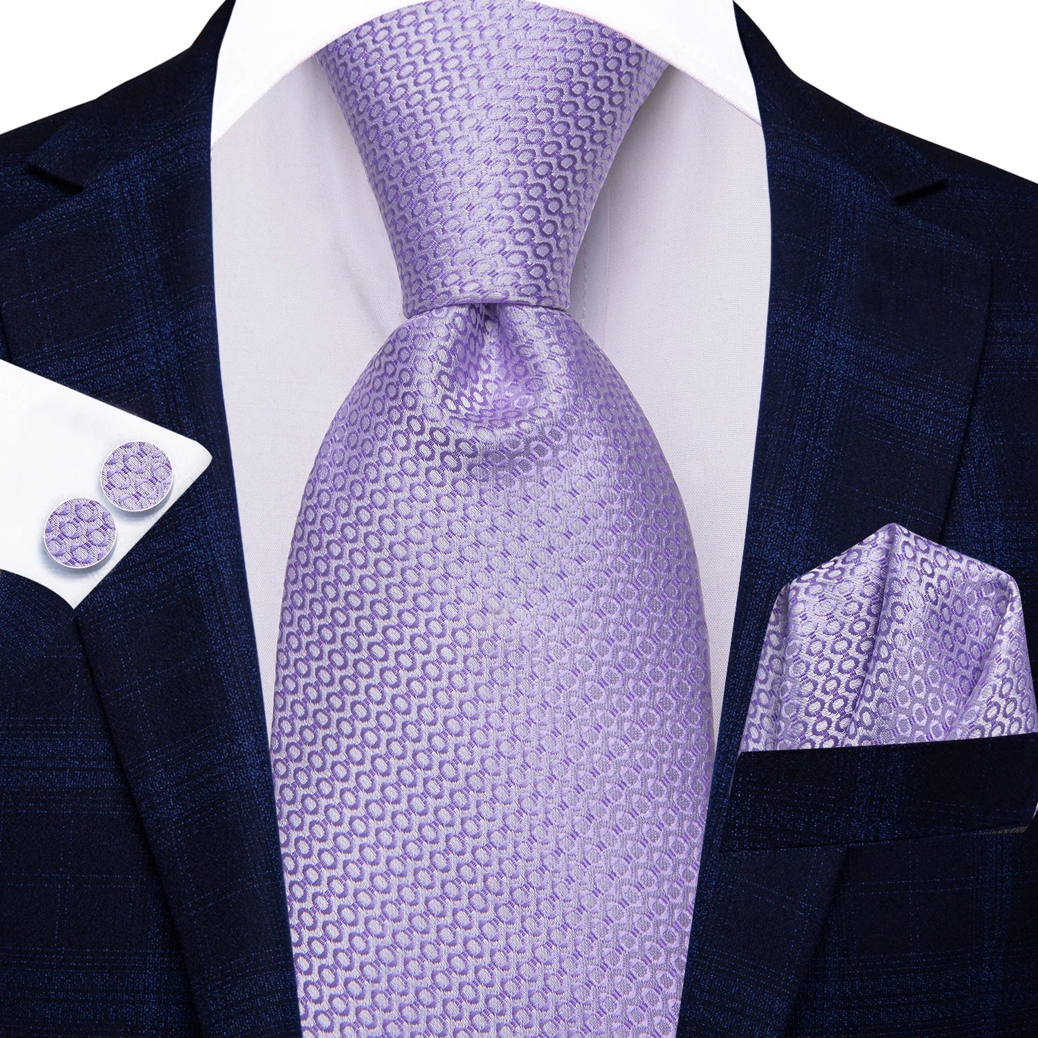 Conjunto de 3 Peças Gravata Masculina, Lenço de Bolso e Abotoaduras