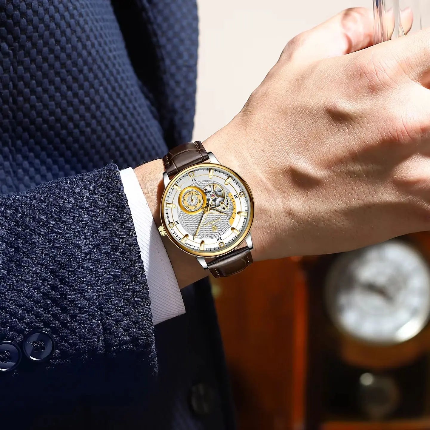Relógio Masculino de Luxo Mecânico Automático À Prova D'água by Loja Bruna Modas