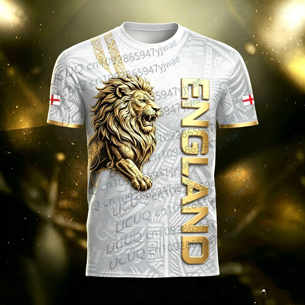 Camisa Masculina T-Shirt Estampa 3D Para Jogos da Inglaterra
