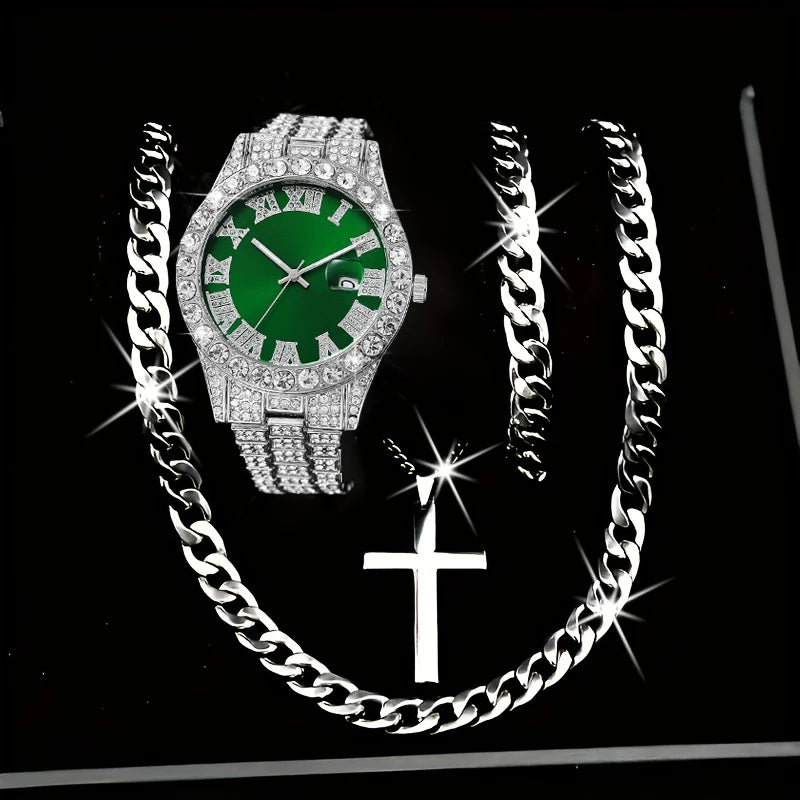 Conjunto de Jóias Masculina de Luxo 4 Peças