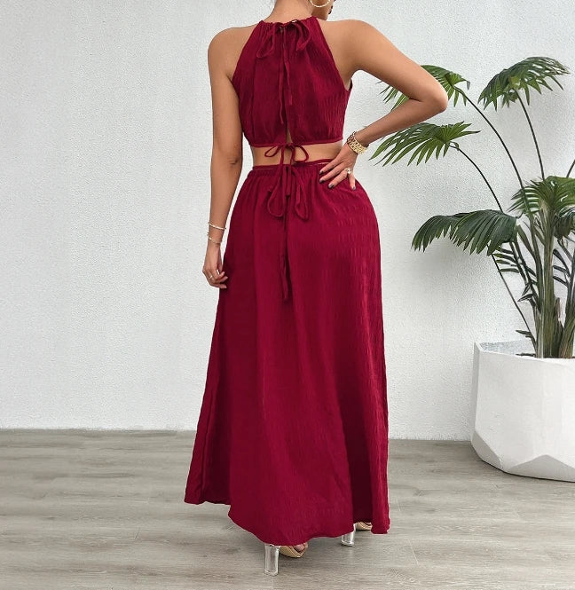 Conjunto Feminino Top Sem Alças e Saia Longa