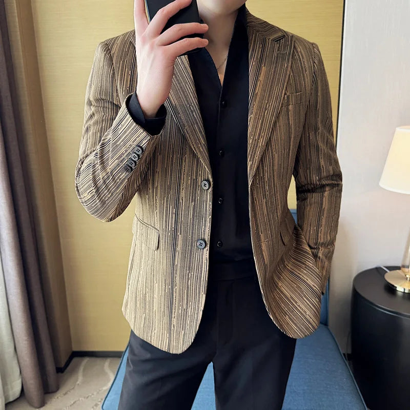 Blazer Masculino Xadrez Estilo Britânico Elegante e Moderno