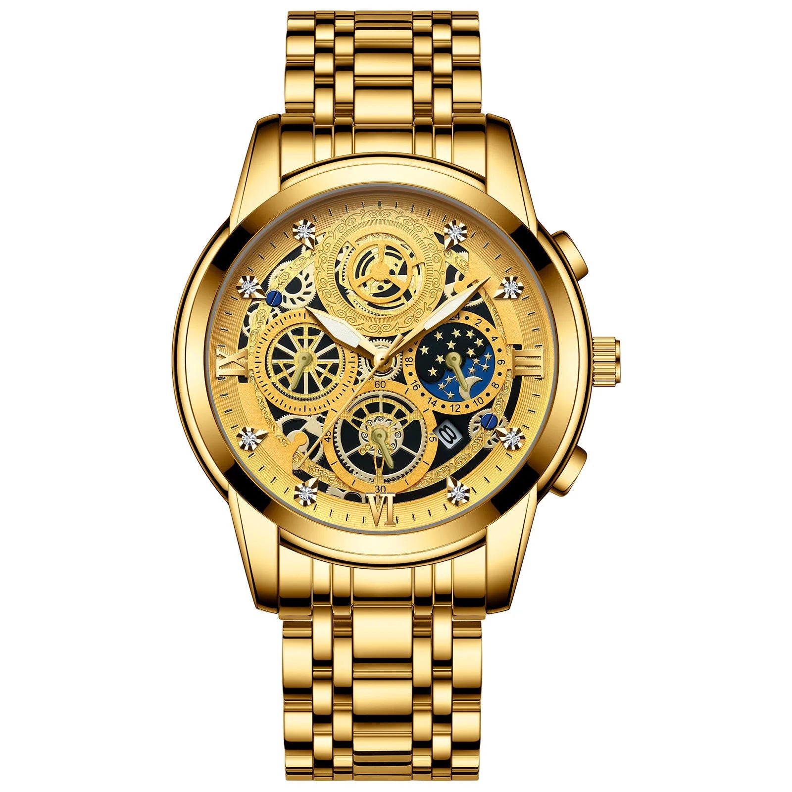 Relógio de Pulso Masculino Pulseira de Aço by Loja Bruna Modas